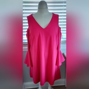 Lane Brant Pink No Shoulder Bell Sleeve Dress NWT